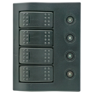 Bryterpanel med sikringer og LED lys - 4 brytere