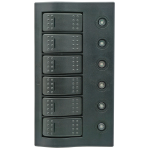 Bryterpanel med sikringer og LED lys - 6 brytere