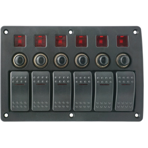 1852 Bryterpanel 6 brytere og automatsikringer