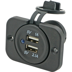 USB uttak, dobbel 12/24V