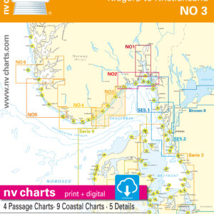 Kart kombi Atlas No 3 - Kristiansand til Kragerø